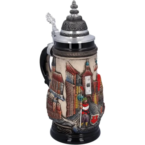 Bierkrug Mit Zinndeckel "Rothenburg", Natur, 0,25 L