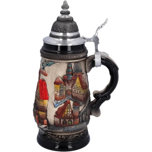 Bierkrug Mit Zinndeckel "Rothenburg", Natur, 0,25 L