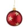 Glaskugel Bordeaux Mit Goldsternen, 6 Cm