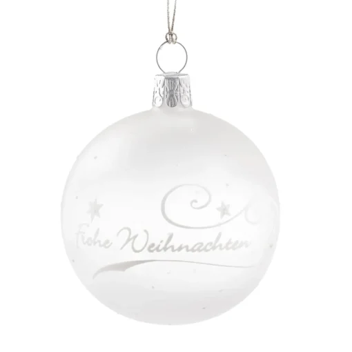 Glaskugel Klar/Weis „Frohe Weihnachten", 6 Cm