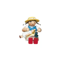 Madchen Mit Puppe Und Vogel Auf Fus