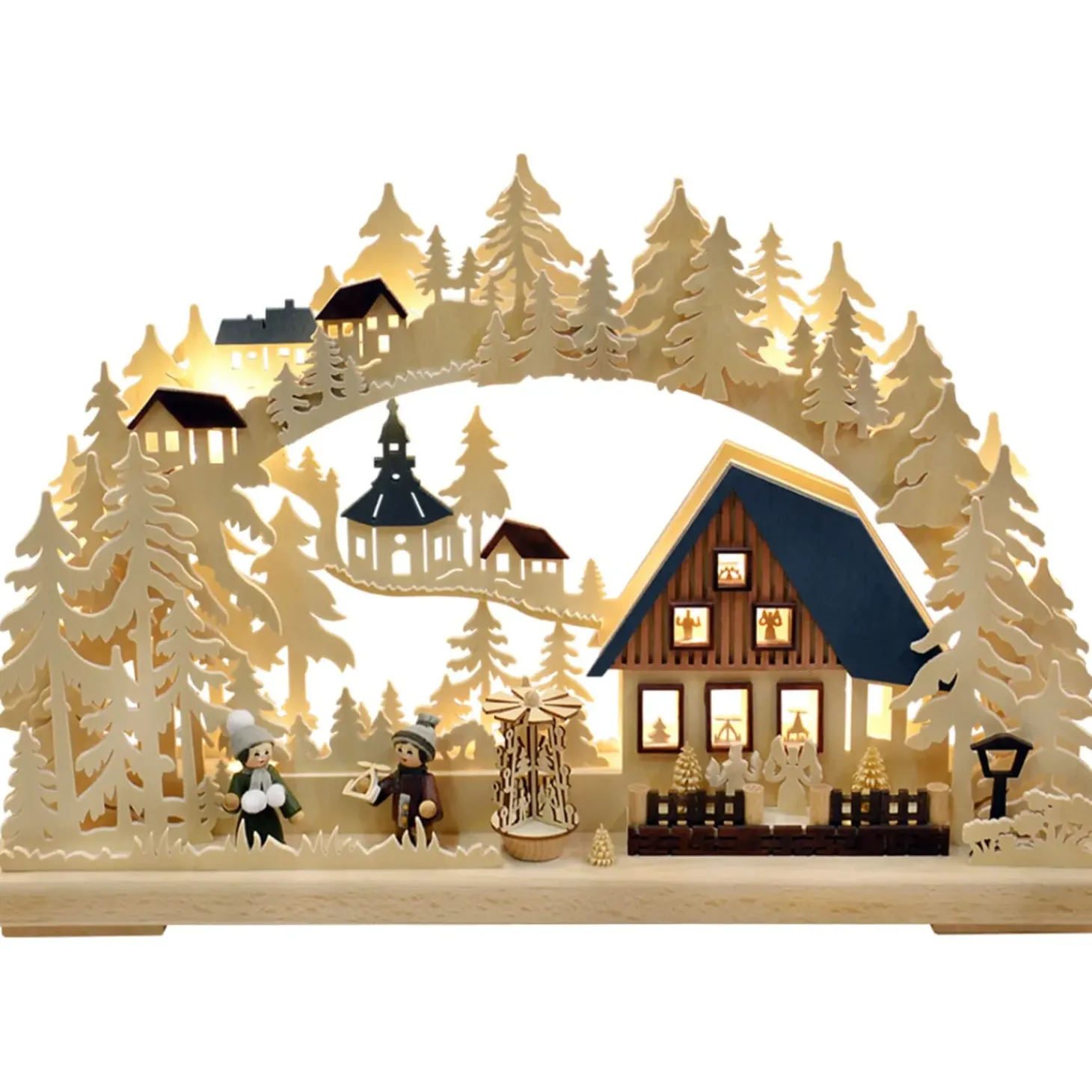 Schwibbögen "Weihnacht In Seiffen", 230V Mit Usb A-Anschluss