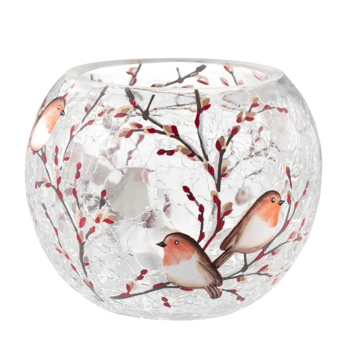 Windlicht "Rotkehlchenfamilie" Oval , 8 Cm